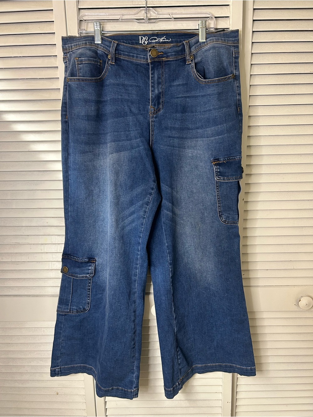 DG2 Blue Wide-Leg Cargo Jeans - Denim Size 16PW